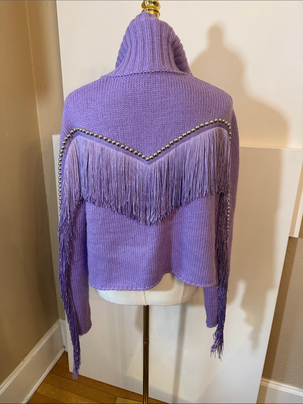 Understated Leather Revolve Small Cropped Rodeo Sweater Jacket Lilac - Picture 3 of 14